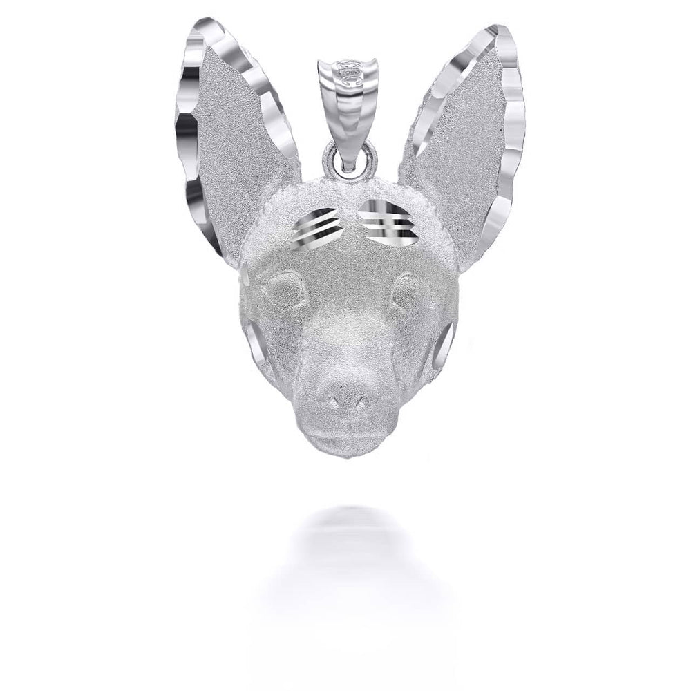 Sterling Silver Diamond Cut Jack Russell Terrier Pet Dog Pendant Necklace