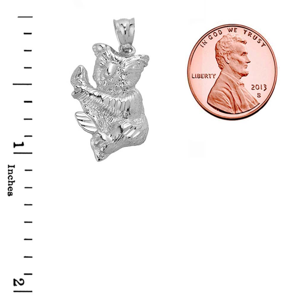 Sterling Silver Diamond Cut Koala Bear Pendant, view 3