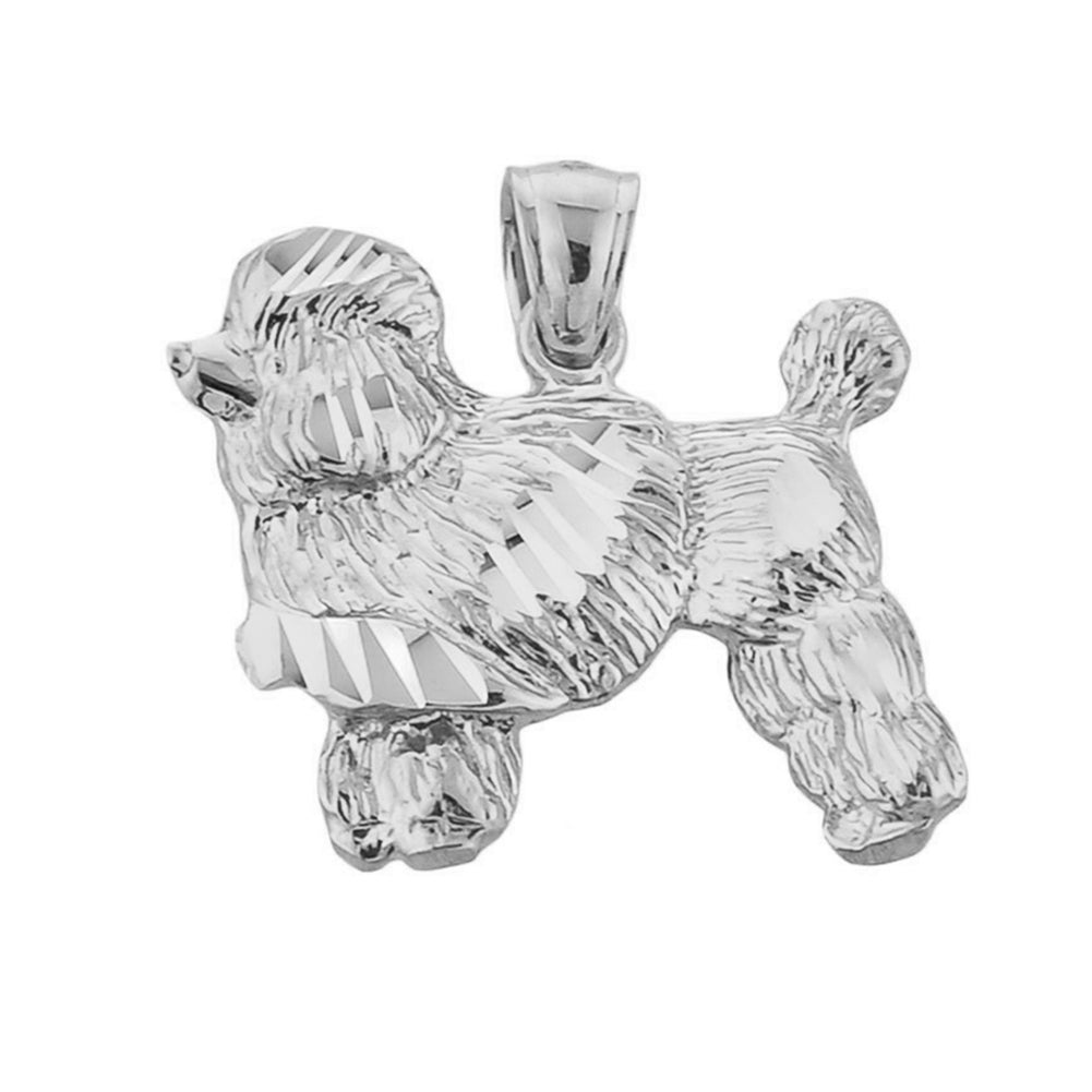 Sterling Silver Diamond Cut Poodle Pendant, view 2