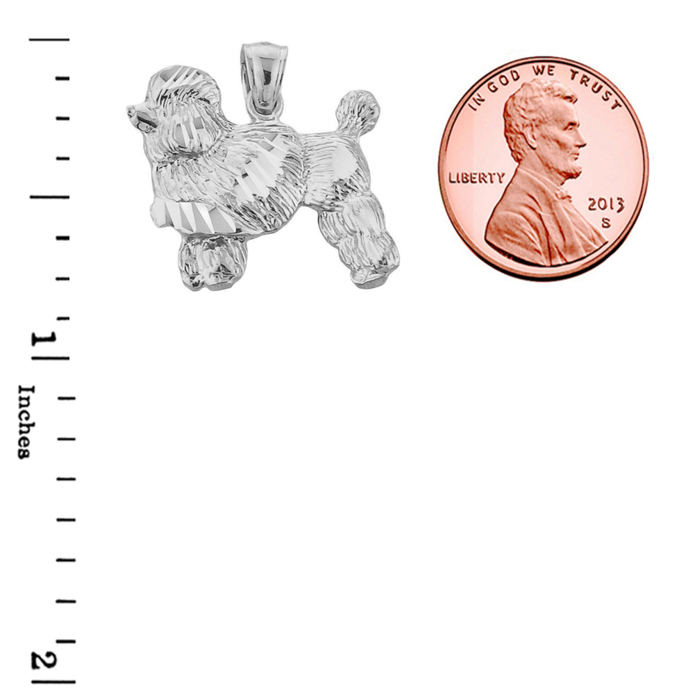 Sterling Silver Diamond Cut Poodle Pendant, view 3