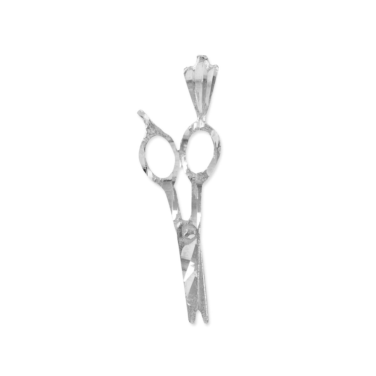 Sterling Silver Diamond Cut Scissors Charm Necklace, view 2