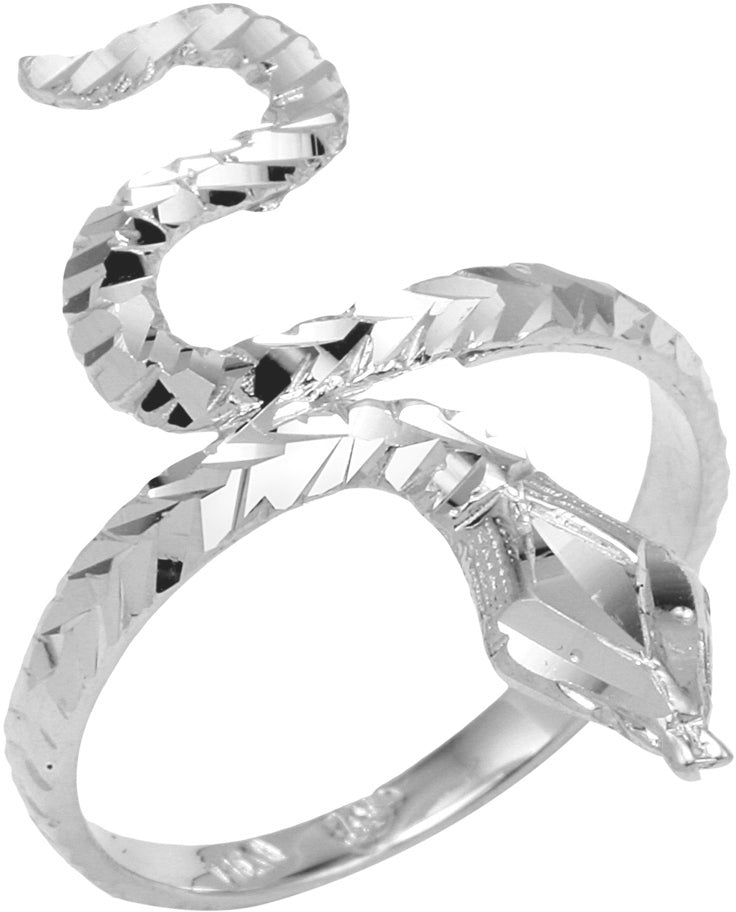 Sterling Silver Diamond Cut Snake Ring