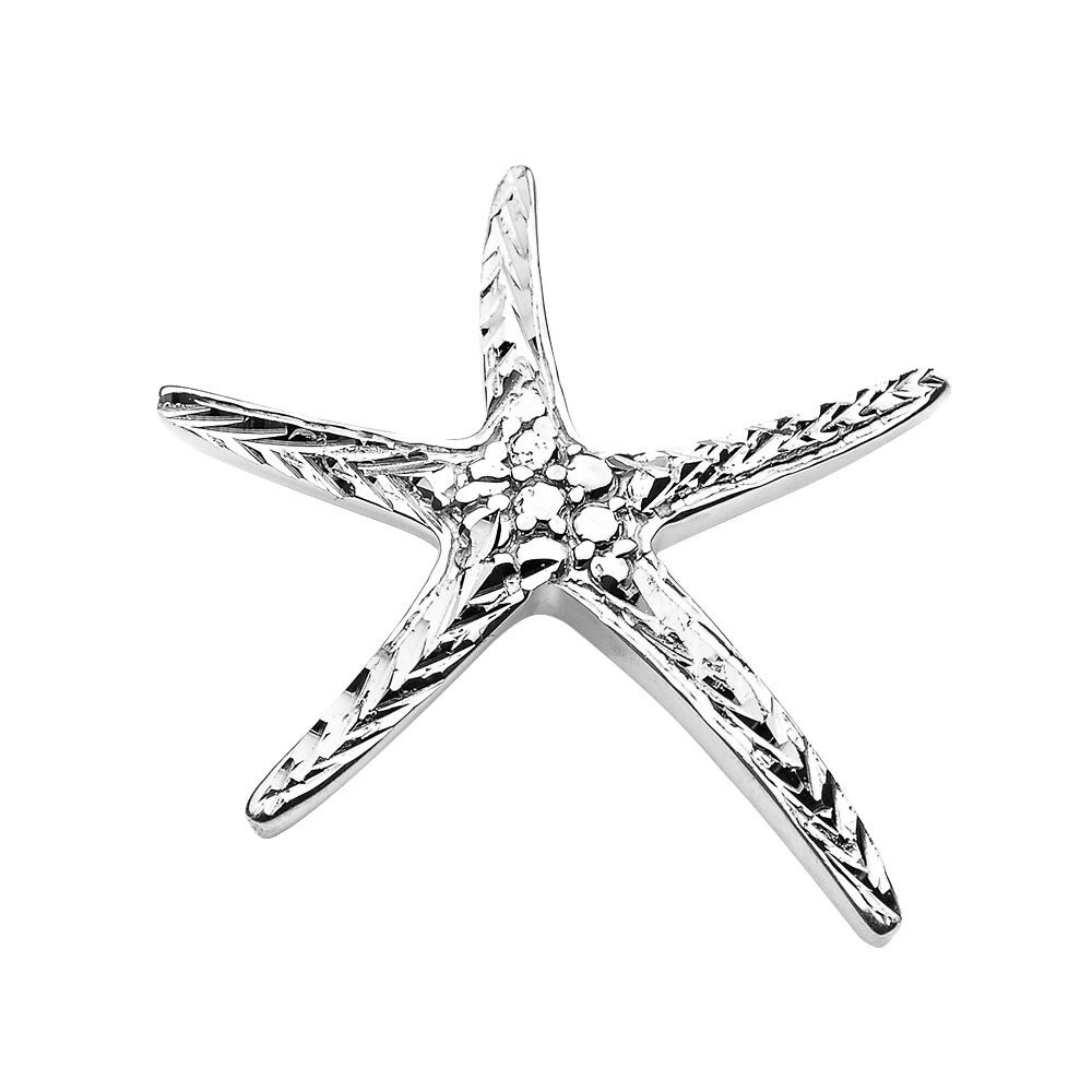 Sterling Silver Diamond Cut Starfish Pendant Necklace, view 2