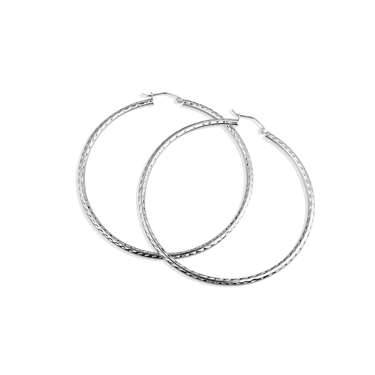Sterling Silver Diamond Cut Tube Hoop Earrings