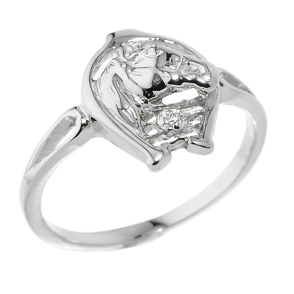 Sterling Silver Diamond Horseshoe Ring