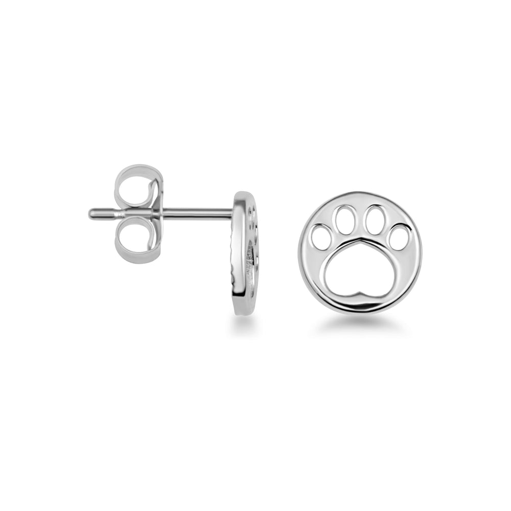Sterling Silver Dog Paw Print Pet Stud Earrings