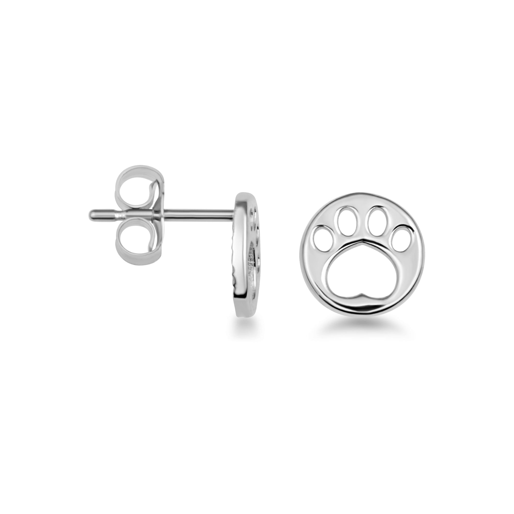 Sterling Silver Dog Paw Print Pet Stud Earrings