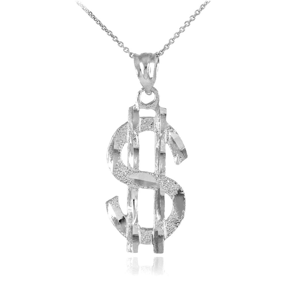 Sterling Silver Dollar Sign Pendant Necklace