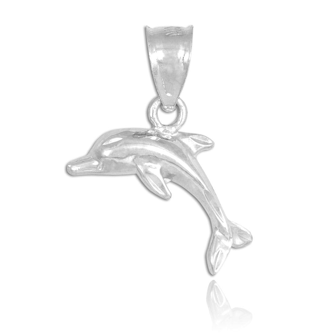 Sterling Silver Dolphin Charm Pendant Necklace, view 2