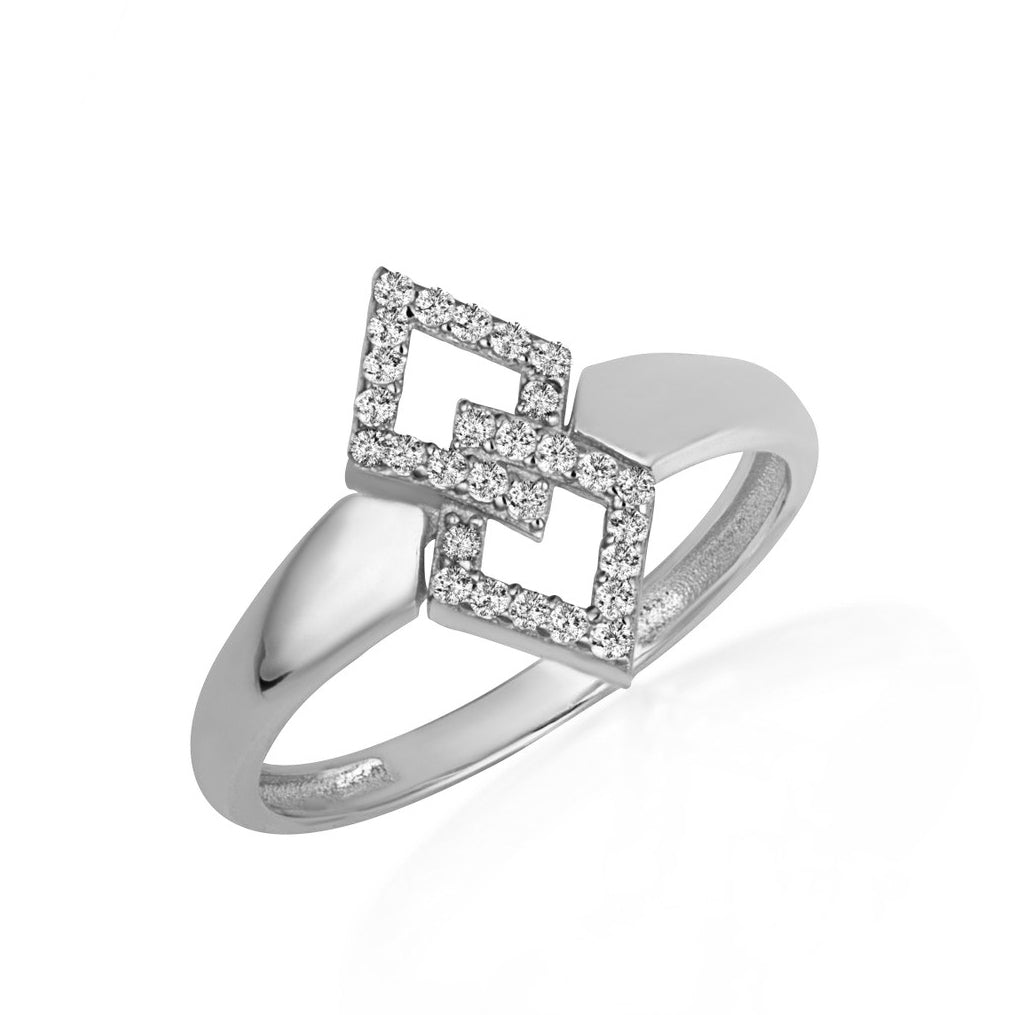 Sterling Silver Double Diamond Shape CZ Link Ring