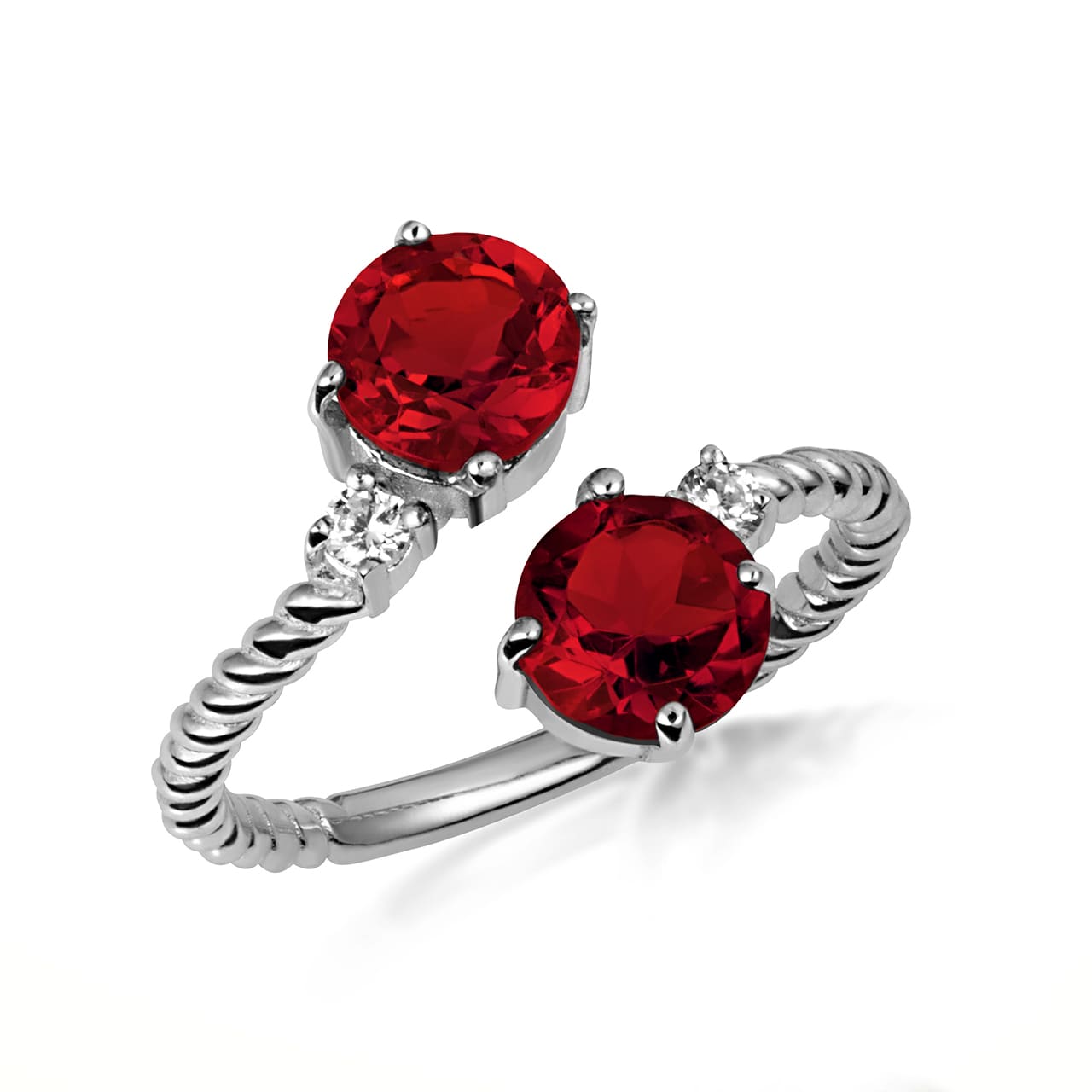 Sterling Silver Double Gemstone Wrap Around Rope Band Ring, view 7