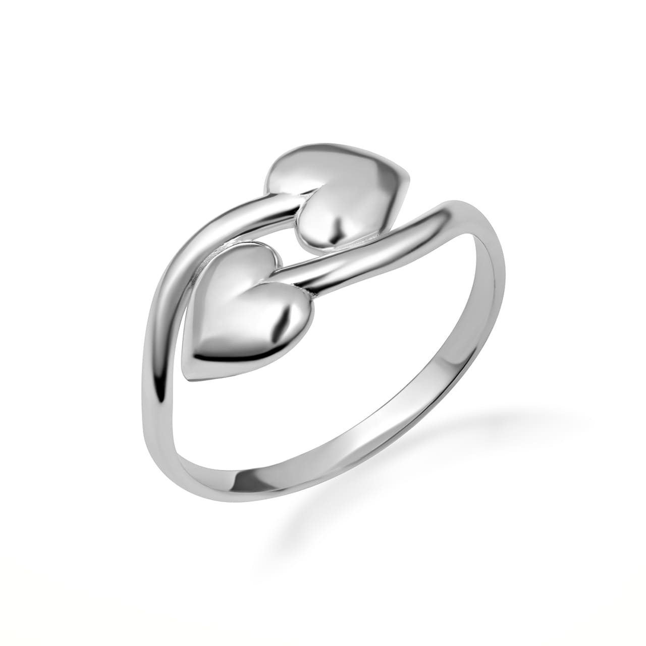 Sterling Silver Double Heart Love Band Ring