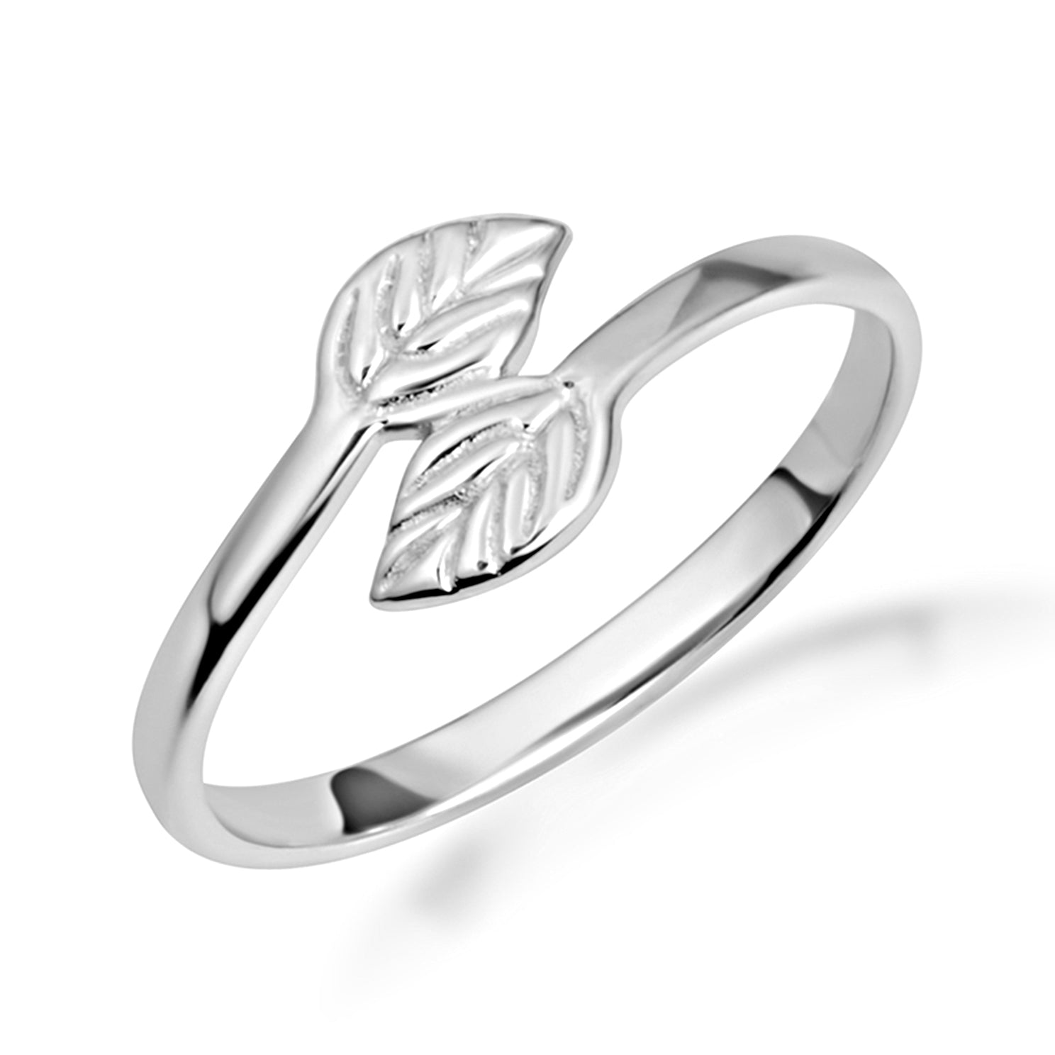 Sterling Silver Double Leaf Nature Band Ring