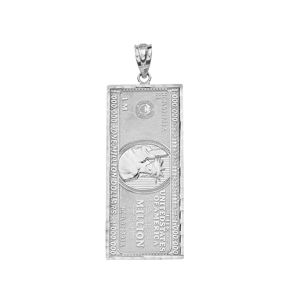 Sterling Silver Double Sided Million Dollar Bill Money Pendant Necklace (Medium), view 2