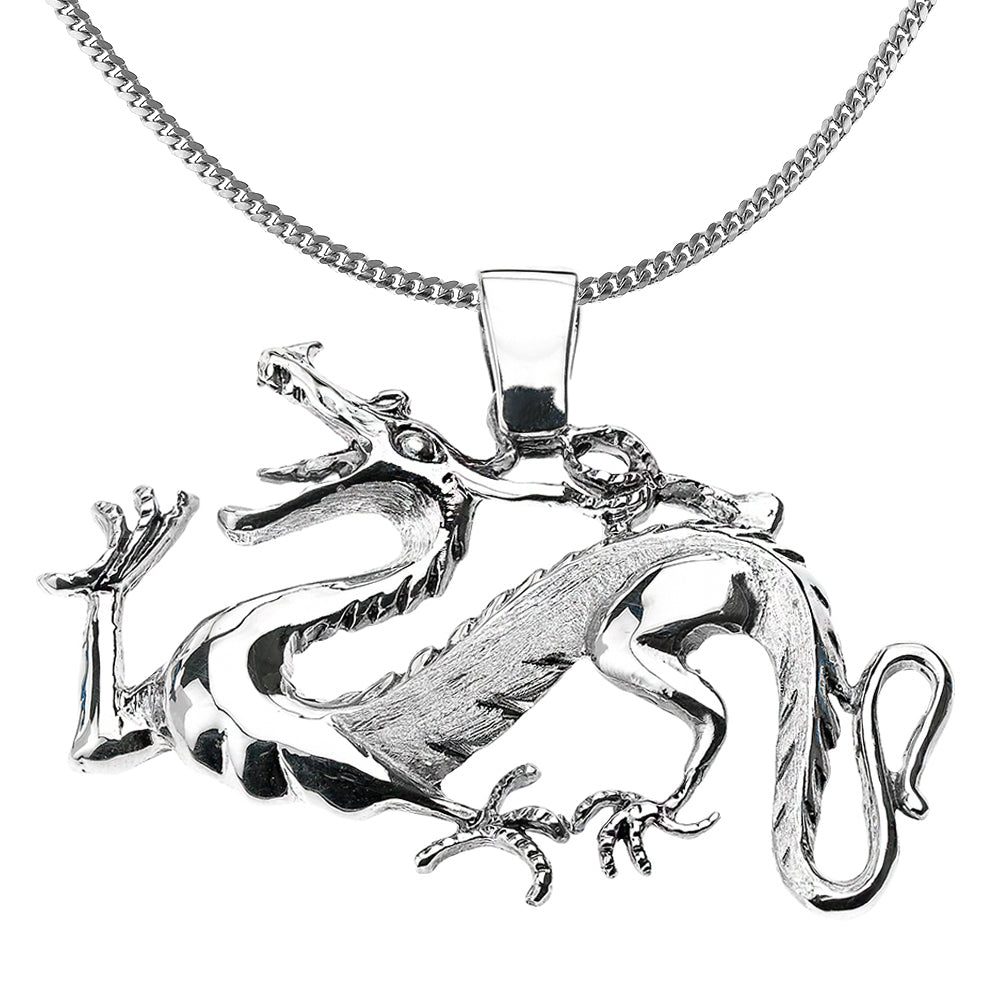 Sterling Silver Dragon Pendant Necklace