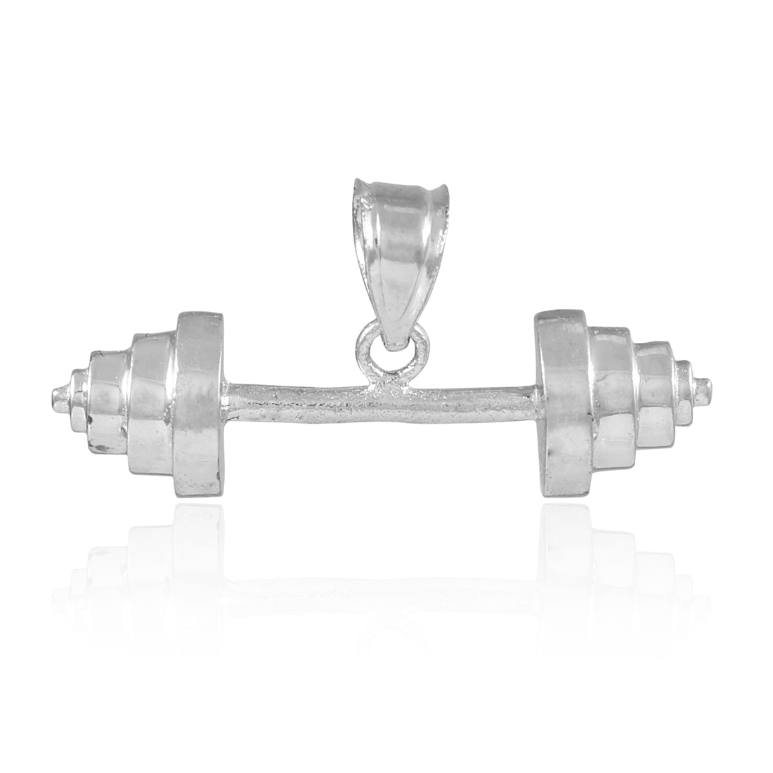 Sterling Silver Dumbbell Charm Sports Pendant Necklace, view 2