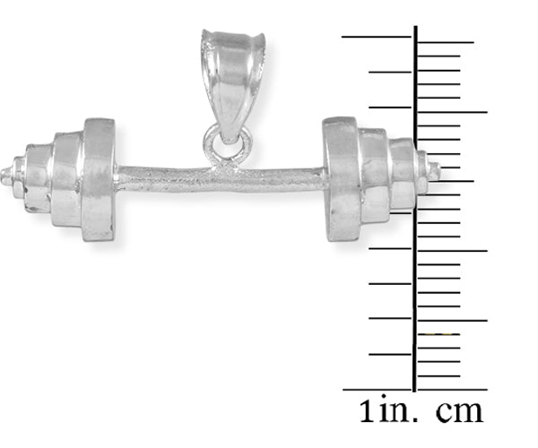 Sterling Silver Dumbbell Charm Sports Pendant Necklace, view 3
