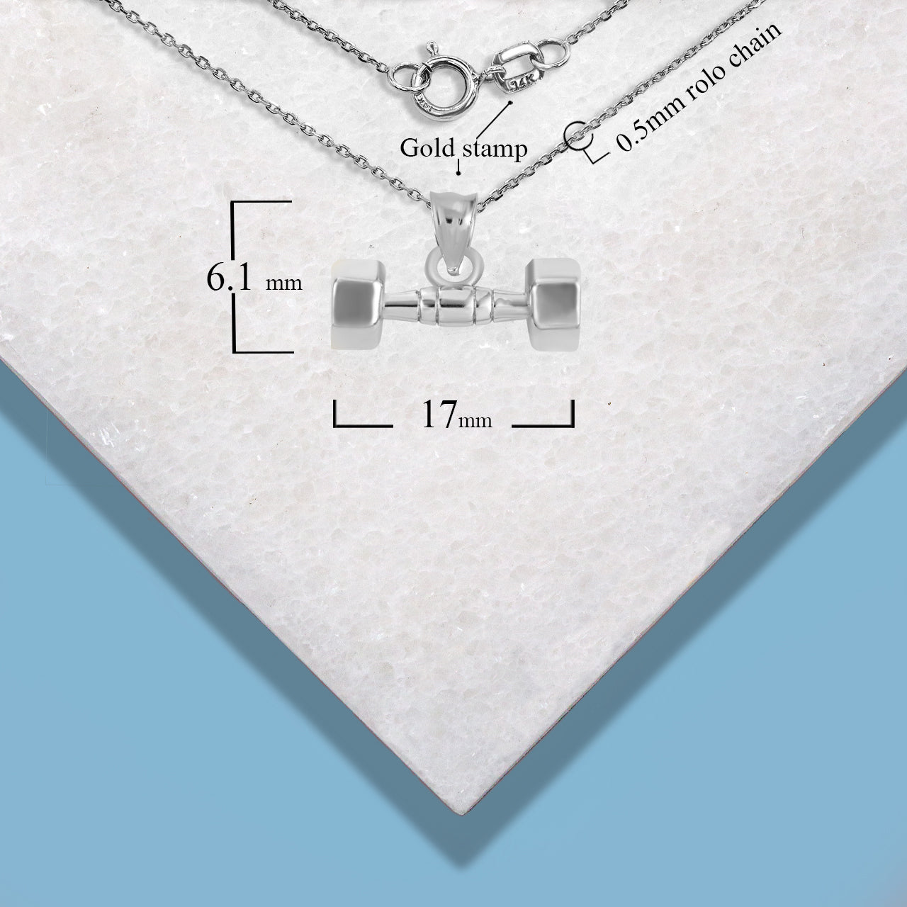 Sterling Silver Dumbbell Weightlifting Fitness Gym Pendant Necklace, view 4