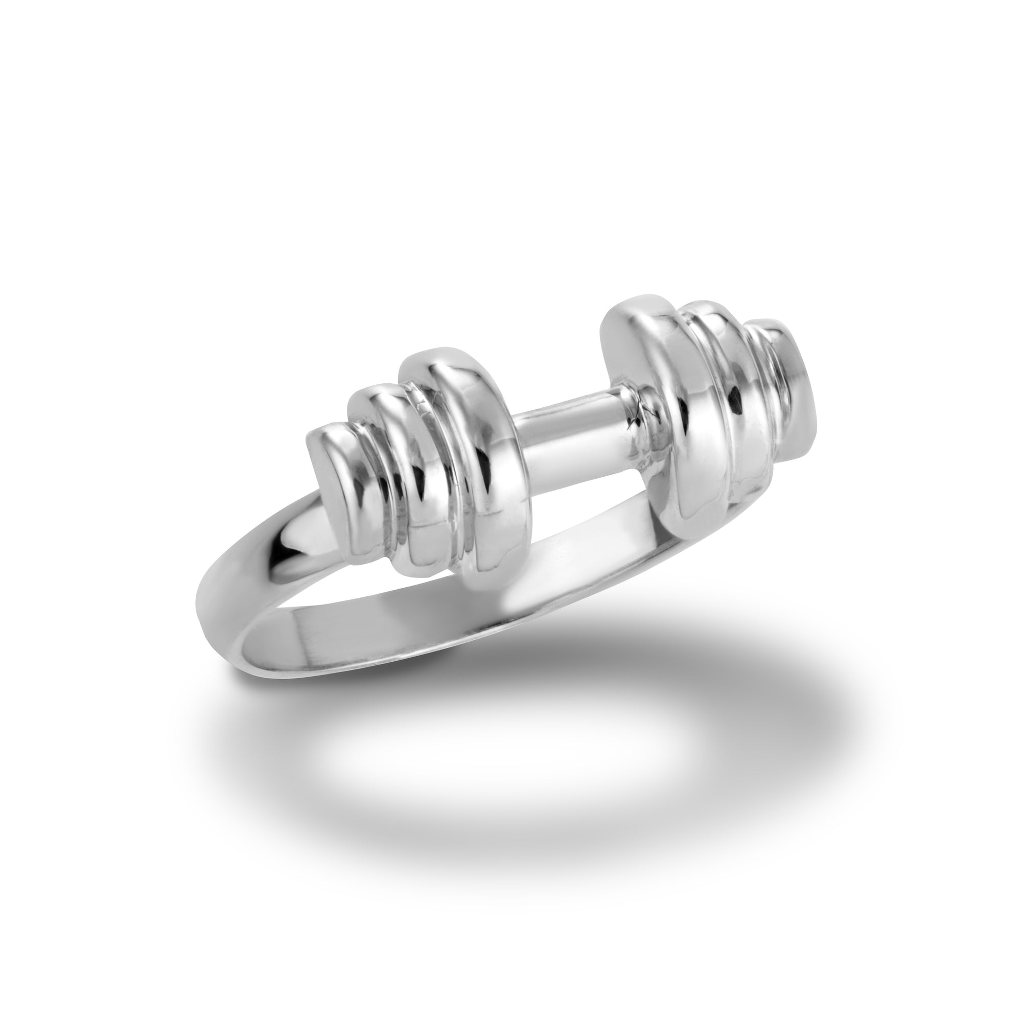 Sterling Silver Dumbbell Weightlifting Fitness Gym Ring