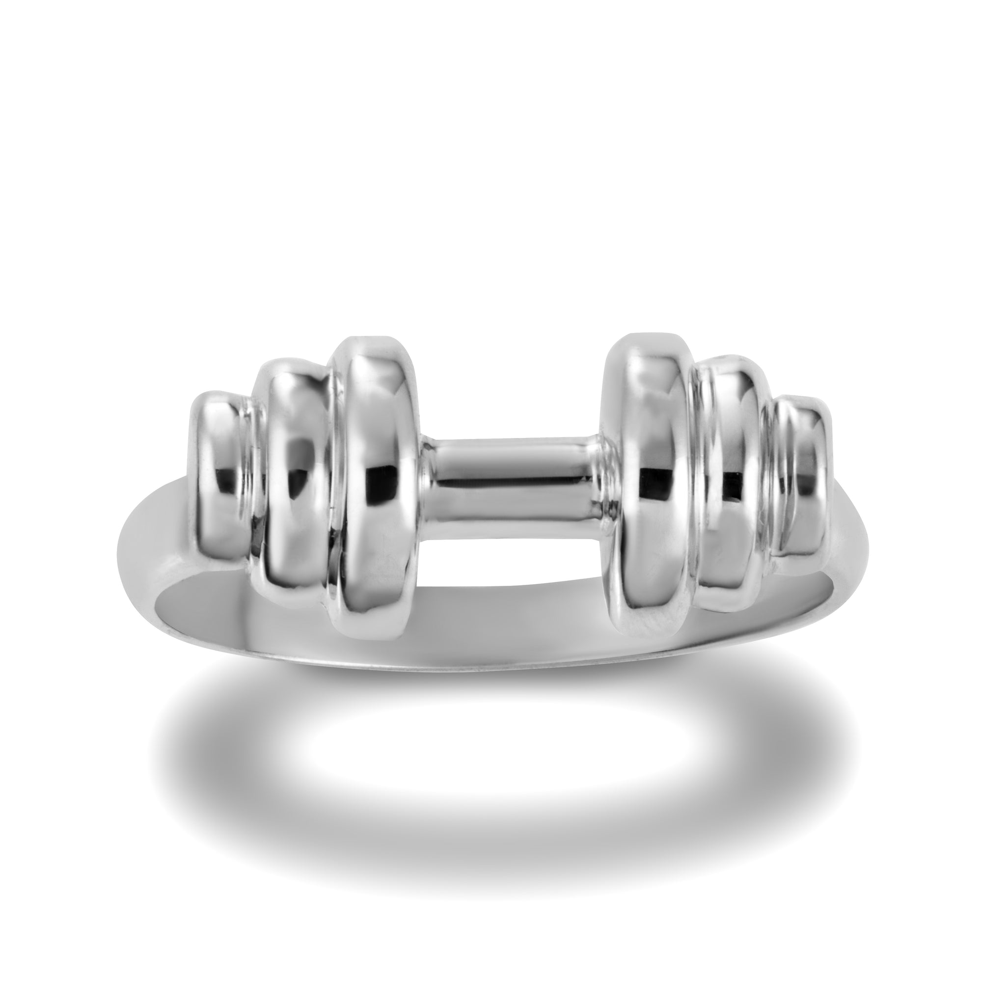 Sterling Silver Dumbbell Weightlifting Fitness Gym Ring, view 2