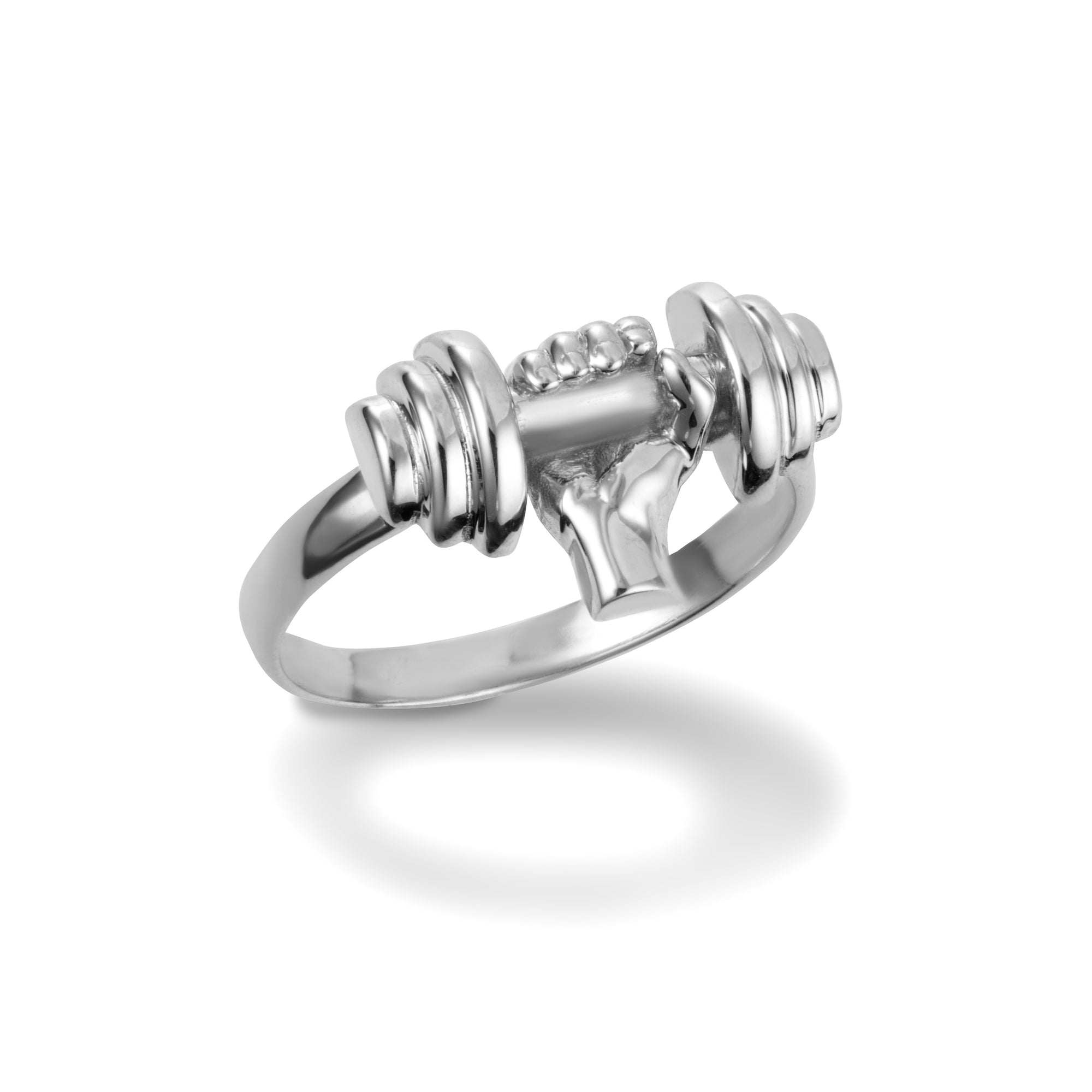 Sterling Silver Dumbbell Weightlifting Fitness Ring
