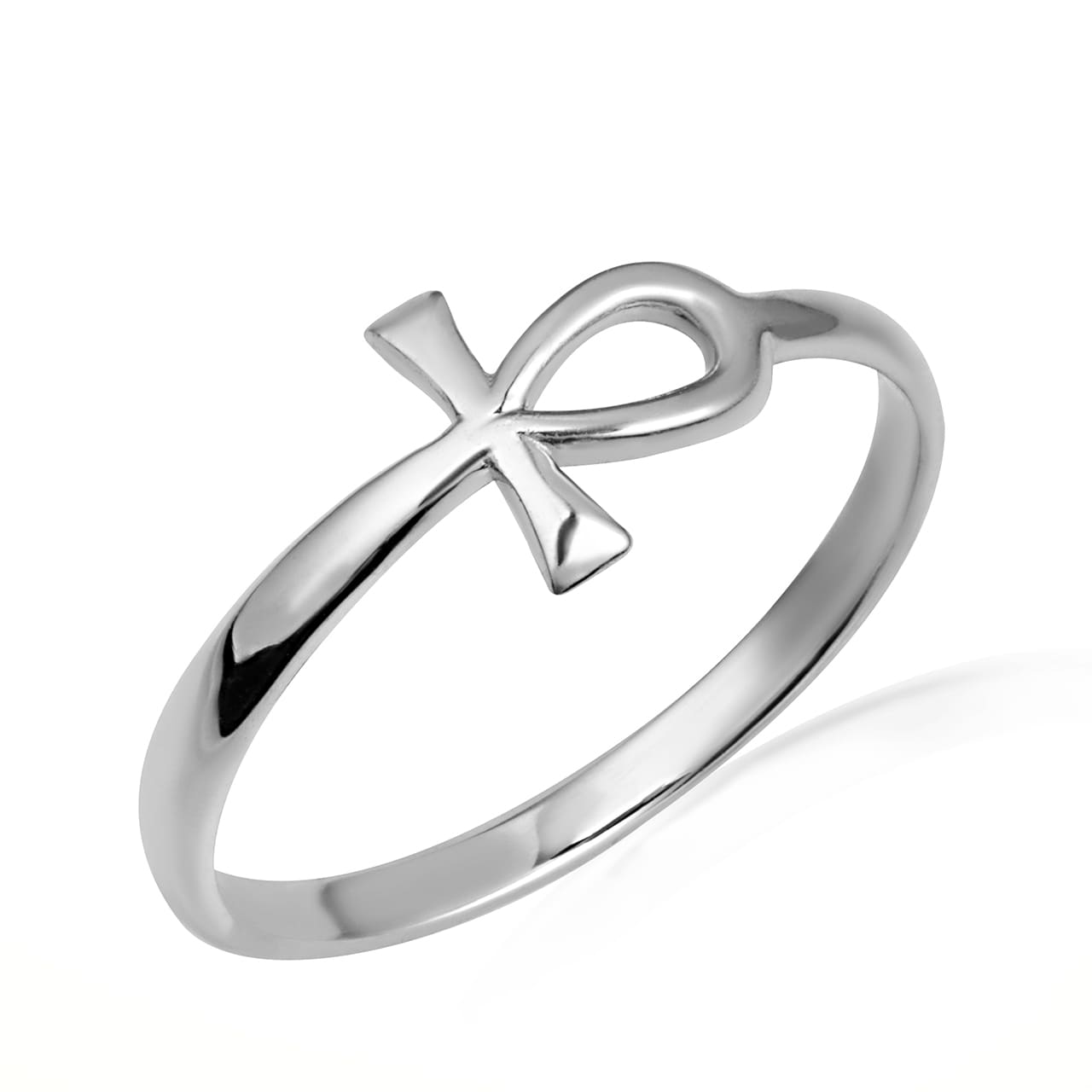 Sterling Silver Egyptian Ankh Cross Band Ring