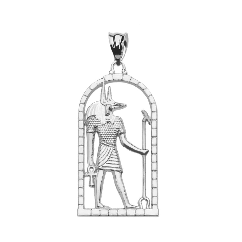 Sterling Silver Egyptian Anubis Pendant Necklace, view 3