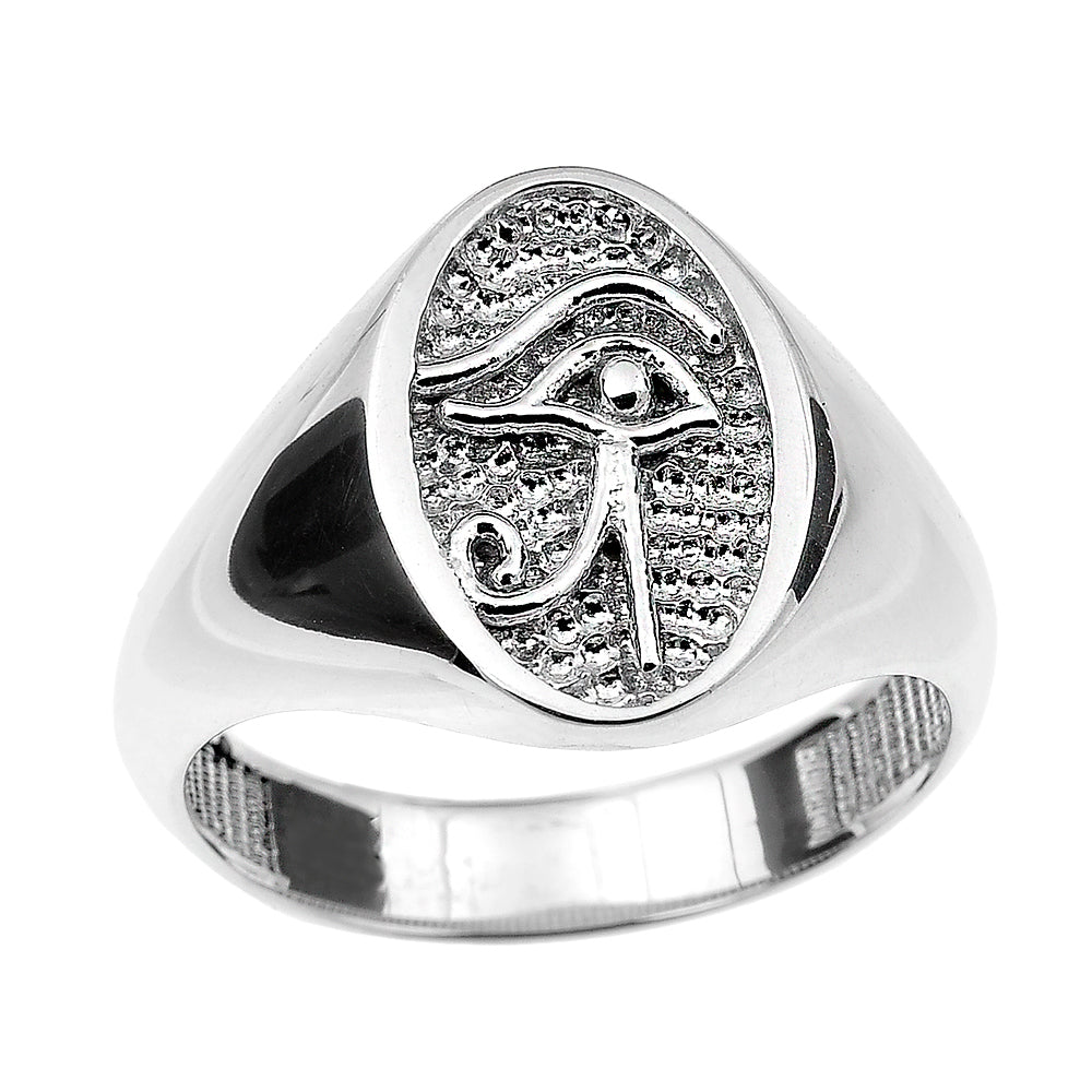Sterling Silver Egyptian Eye of Horus Oval Signet Ring