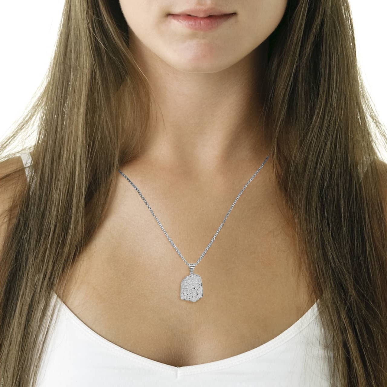 Sterling Silver Egyptian Eye of Horus Wadjet Hieroglyphics Pendant Necklace, view 3