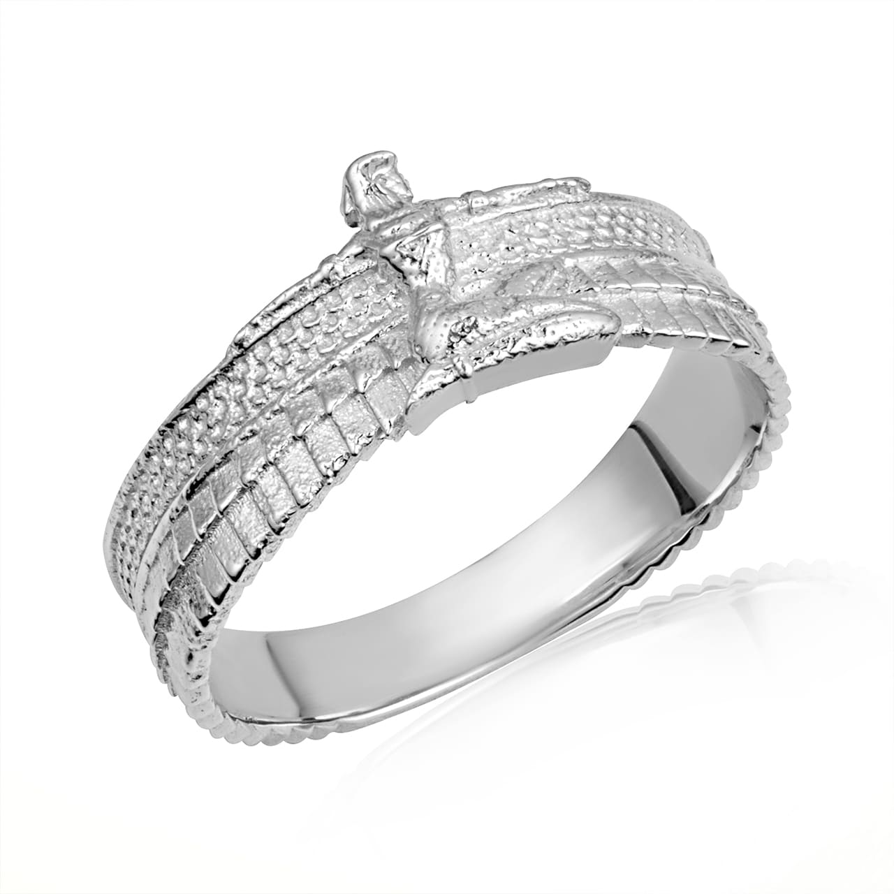 Sterling Silver Egyptian Goddess Isis Textured Band Ring