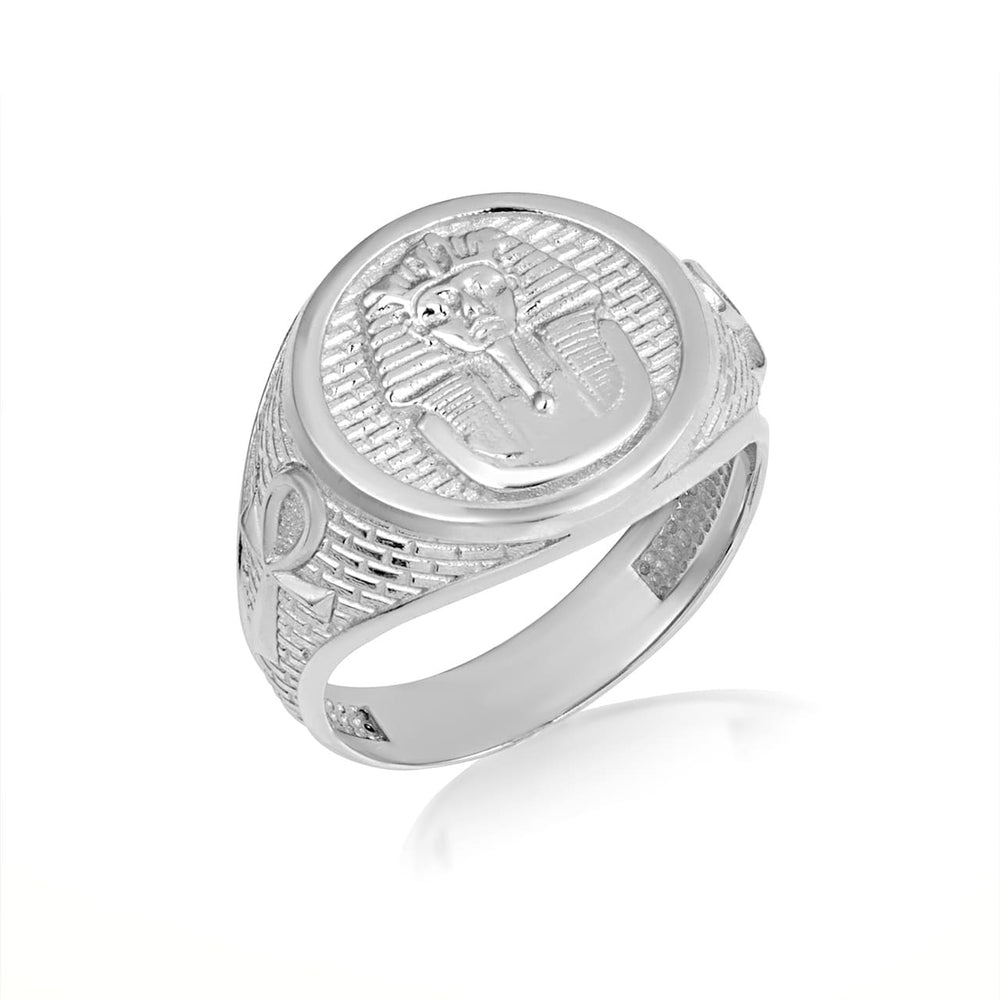 Sterling Silver Egyptian Sphinx Ankh Cross Signet Ring