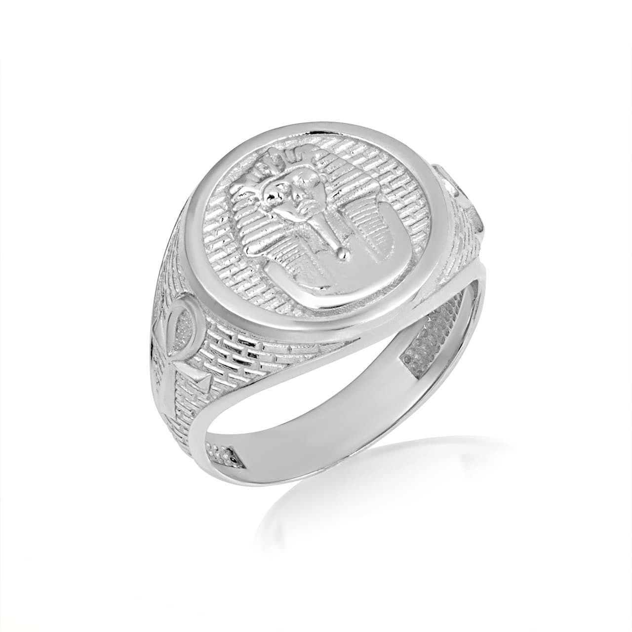 Sterling Silver Egyptian Sphinx Ankh Cross Signet Ring