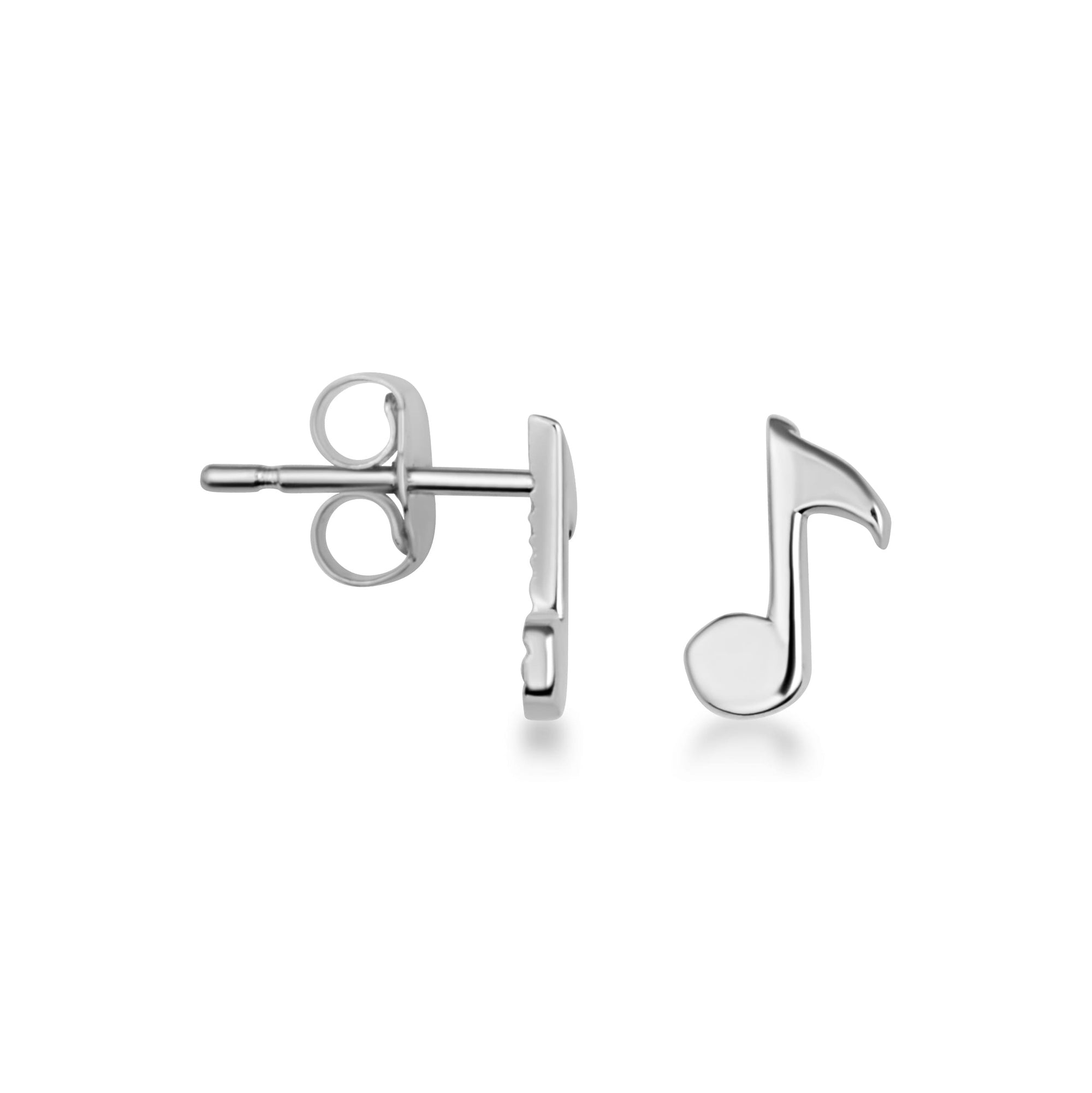 Sterling Silver Eighth Note Music Stud Earrings