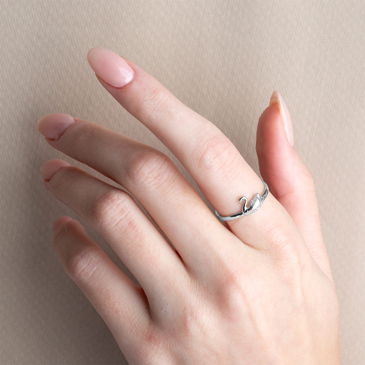 Sterling Silver Elegant Swan Ring, view 2