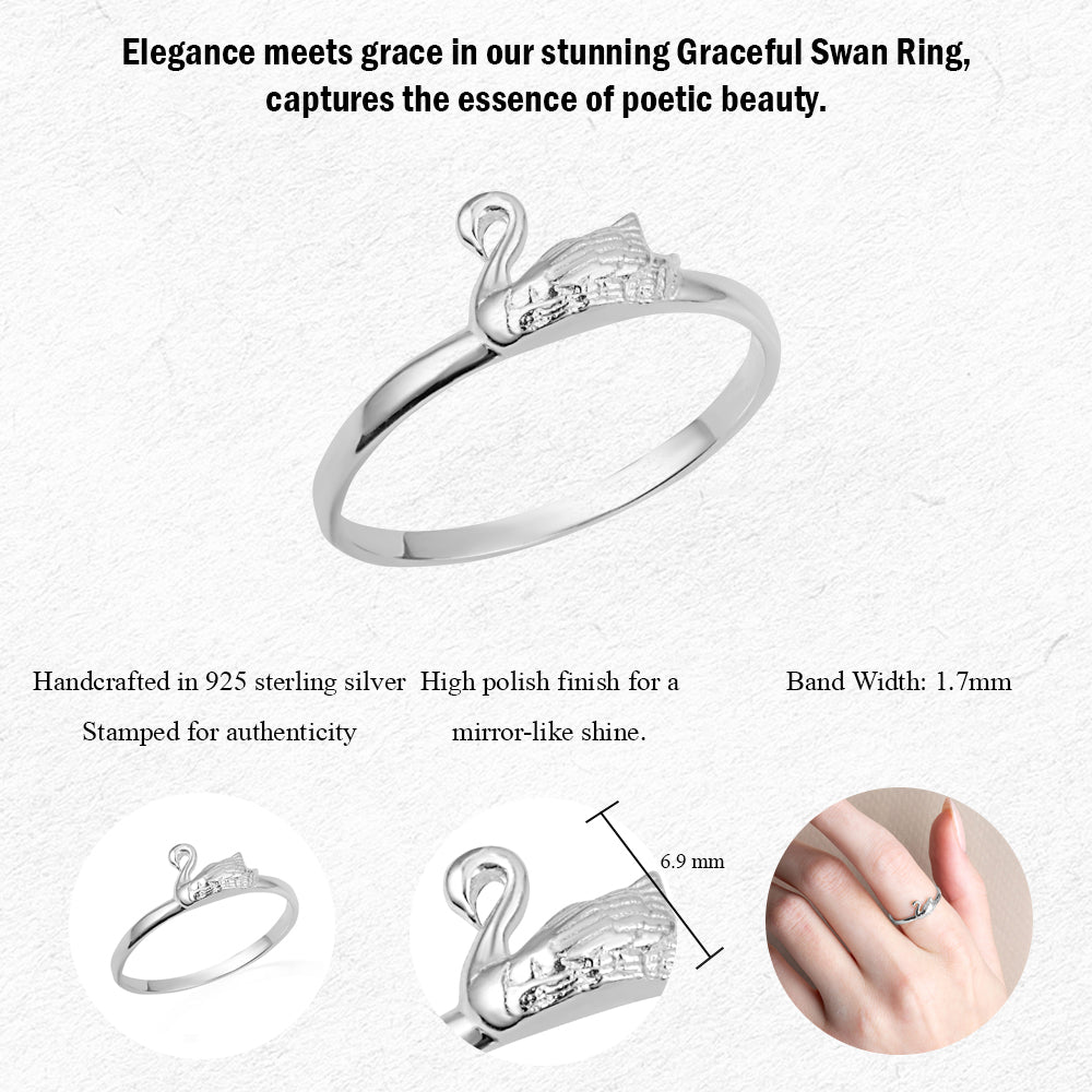 Sterling Silver Elegant Swan Ring, view 3