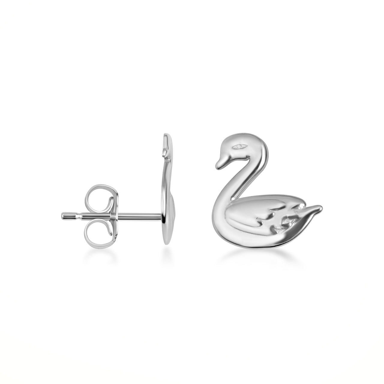 Sterling Silver Elegant Swan Stud Earrings