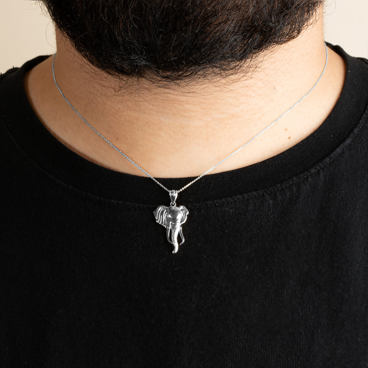 Sterling Silver Elephant Animal Pendant Necklace, view 2