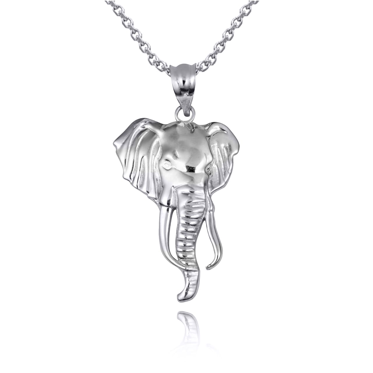 Sterling Silver Elephant Animal Pendant Necklace, view 5