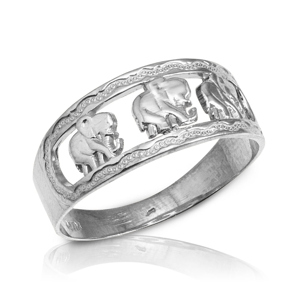 Sterling Silver Elephant Band Ring
