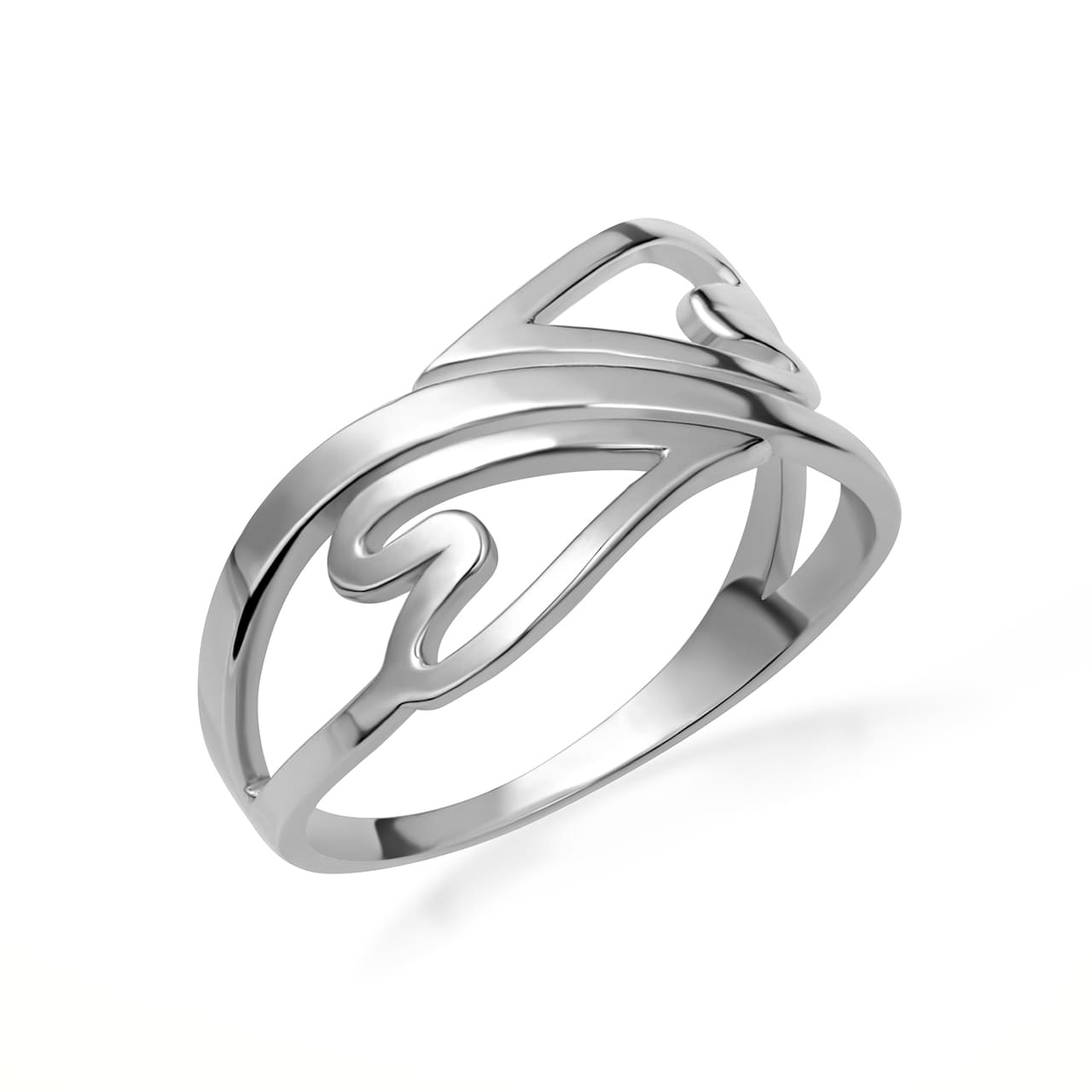 Sterling Silver Elongated Double Heart Love Ring
