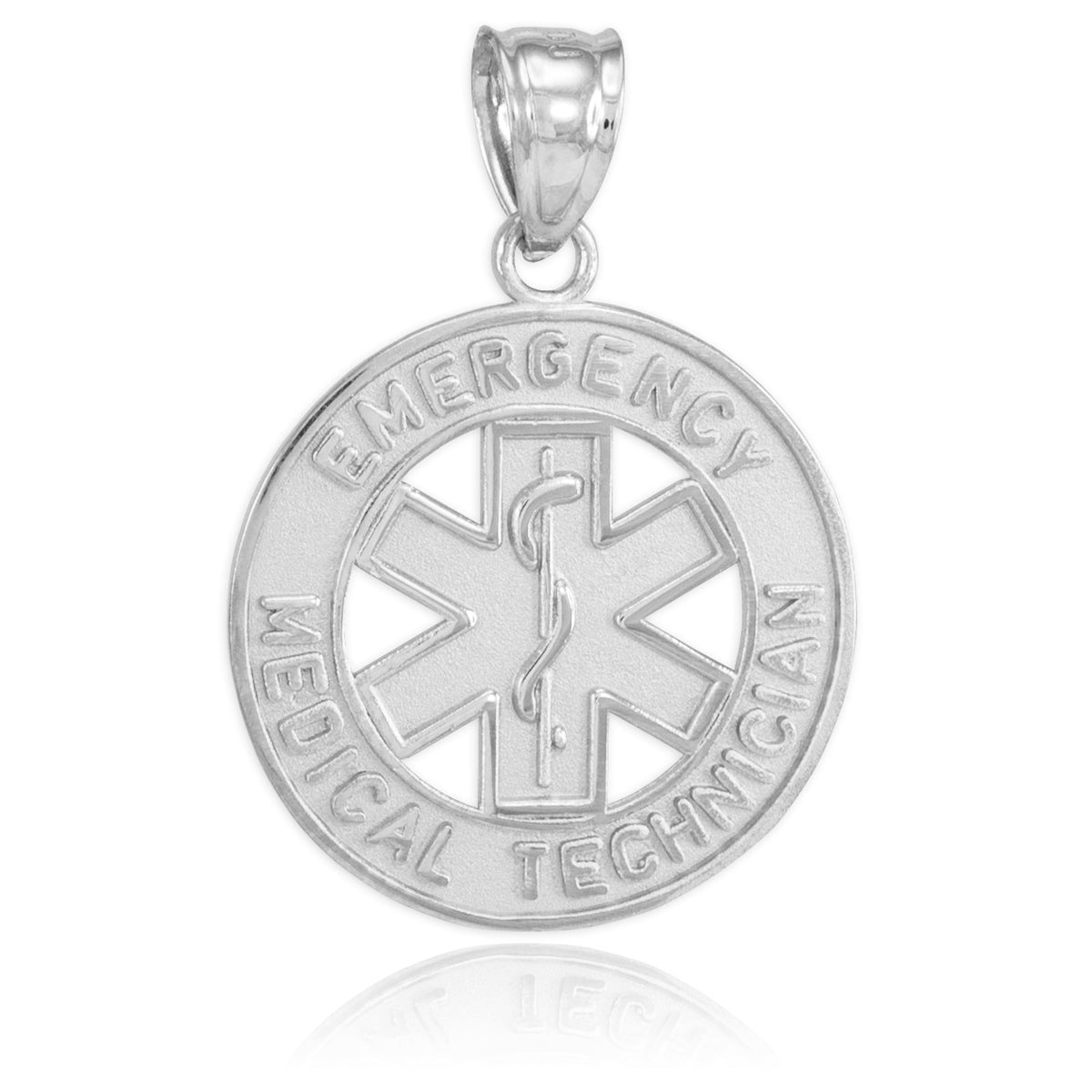 Sterling Silver EMT Medical Charm Pendant Necklace, view 2