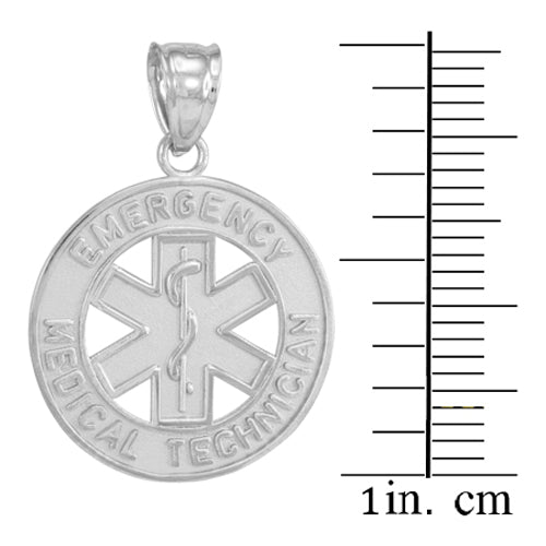 Sterling Silver EMT Medical Charm Pendant Necklace, view 3