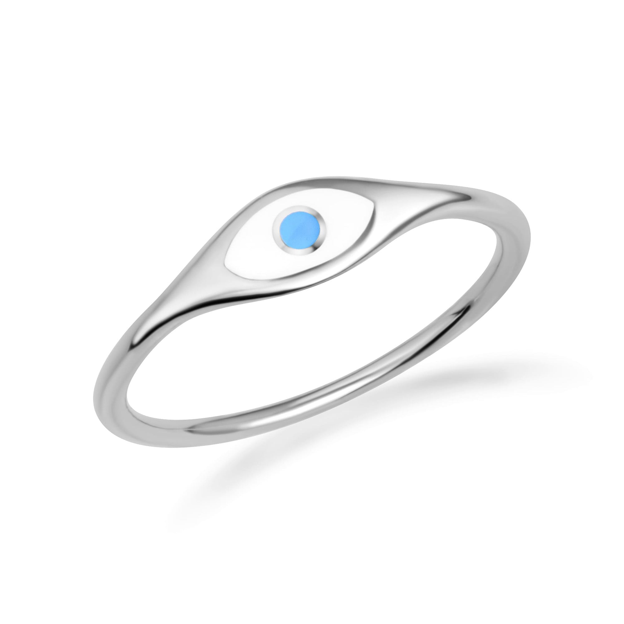 Sterling Silver Enamel Evil Eye Of Protection Band Ring