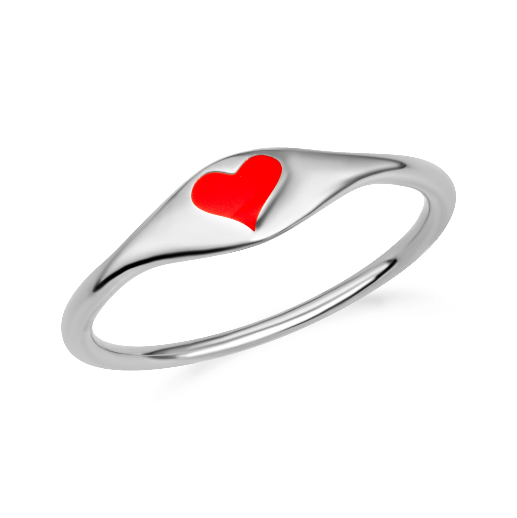 Sterling Silver Enamel Heart Love Band Ring