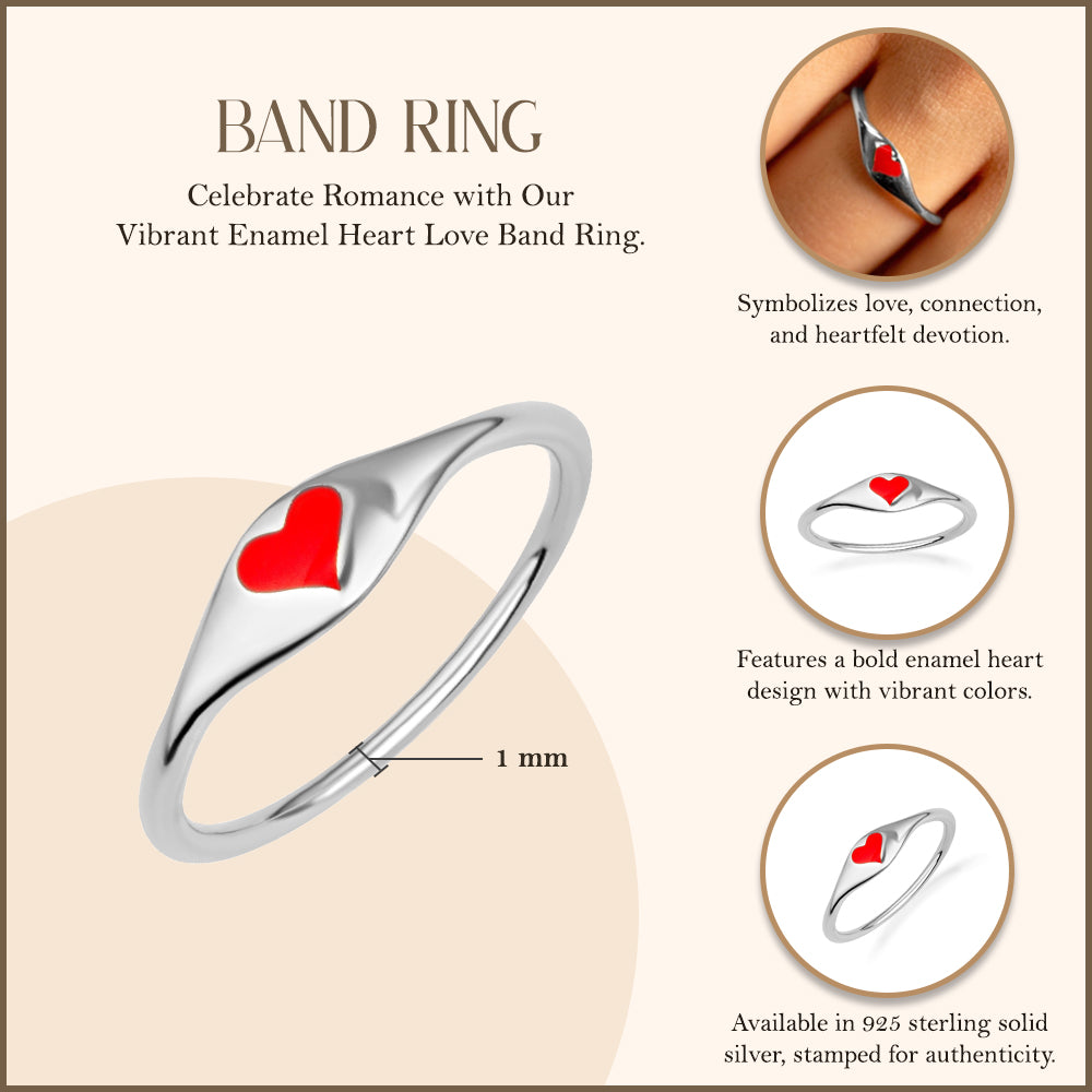 Sterling Silver Enamel Heart Love Band Ring, view 3