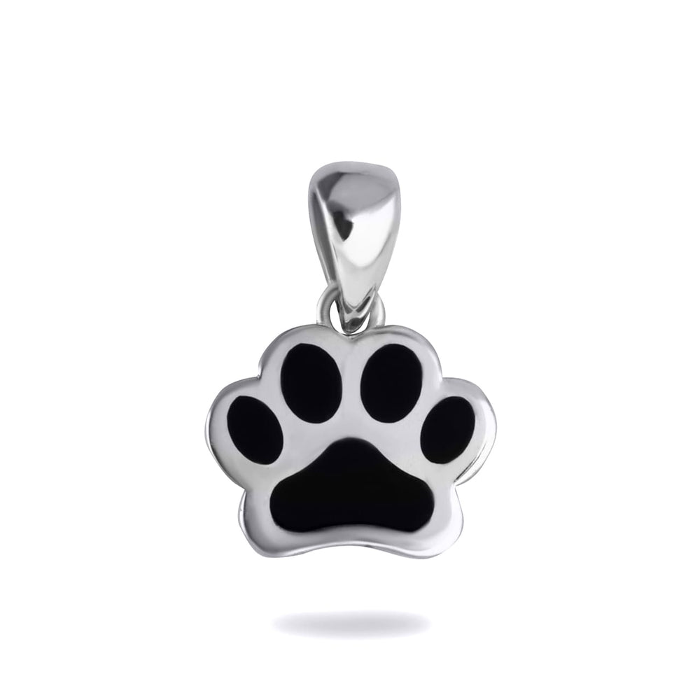 Sterling Silver Enamel Pet Dog Paw Print Pendant Necklace
