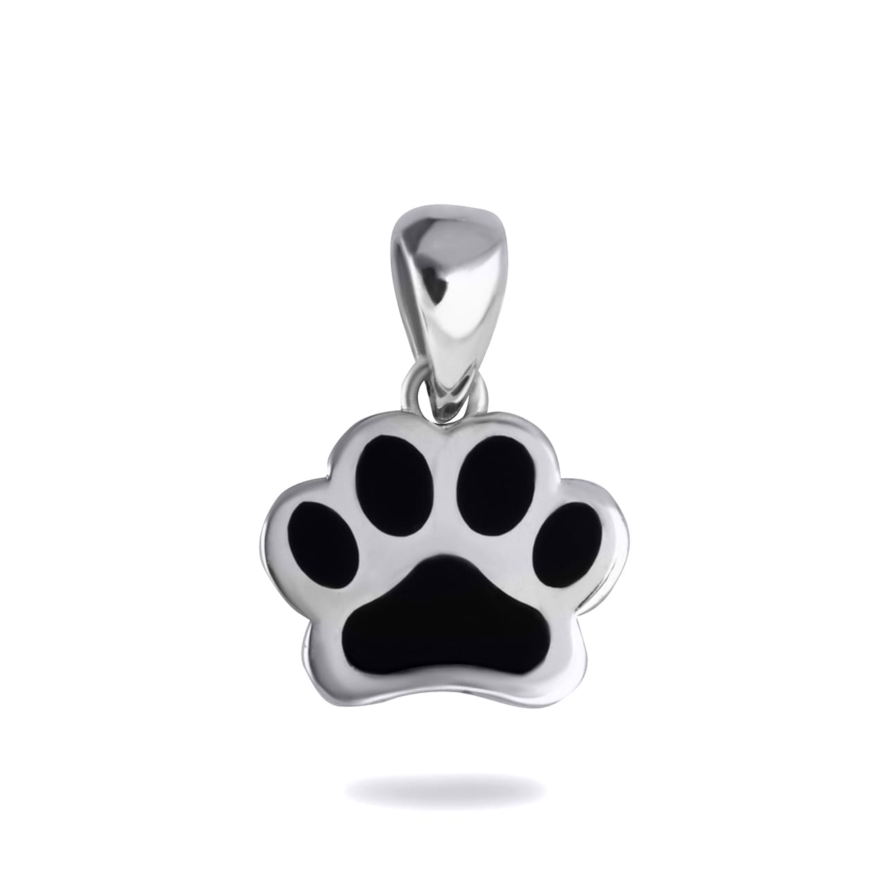 Sterling Silver Enamel Pet Dog Paw Print Pendant Necklace
