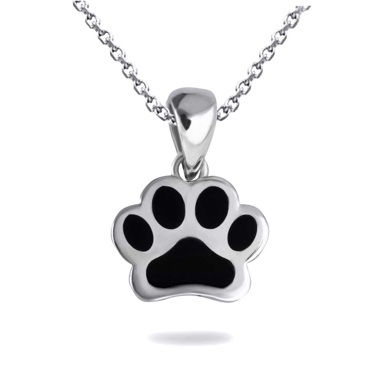 Sterling Silver Enamel Pet Dog Paw Print Pendant Necklace, view 5