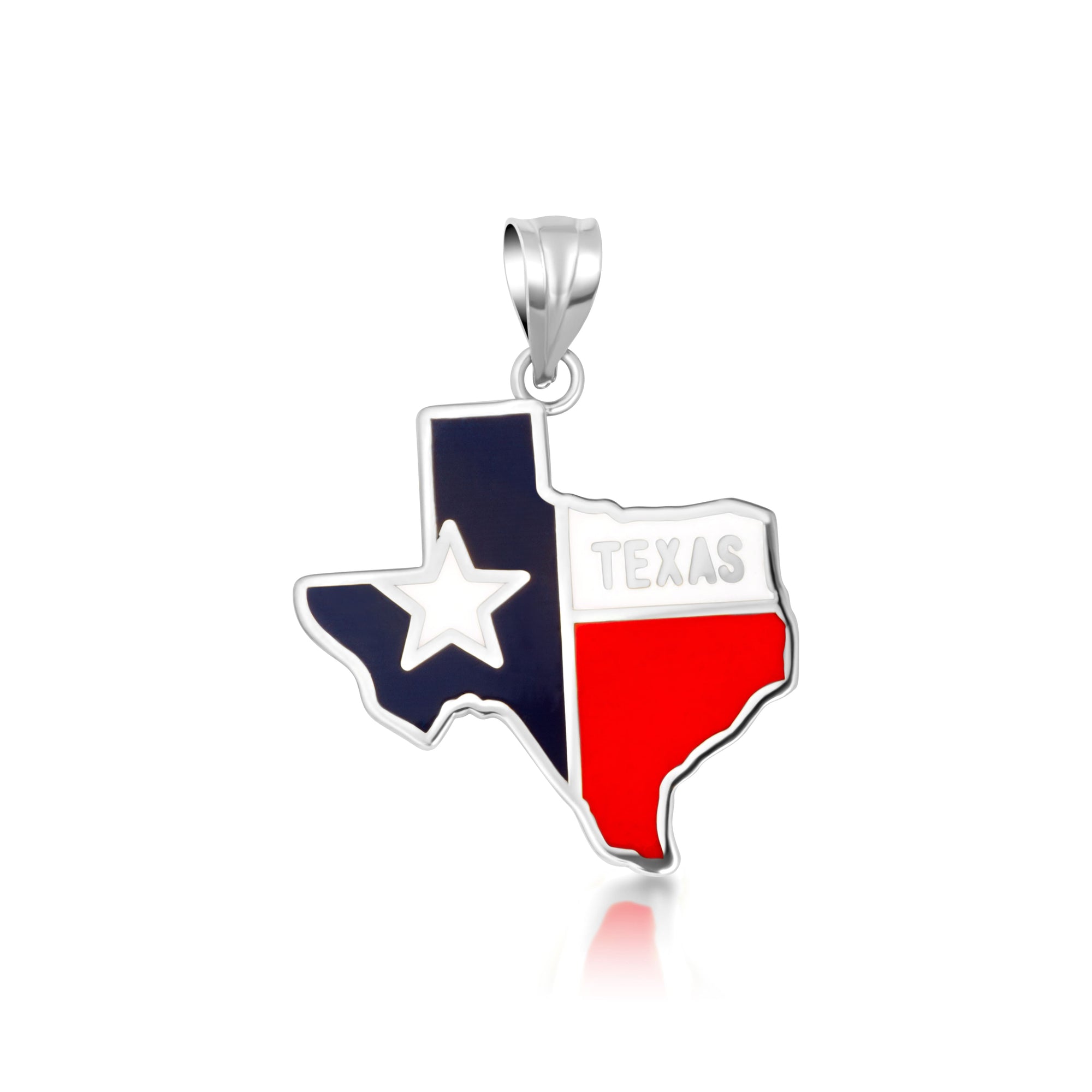 Sterling Silver Enamel Texas Lone Star State Pendant Necklace