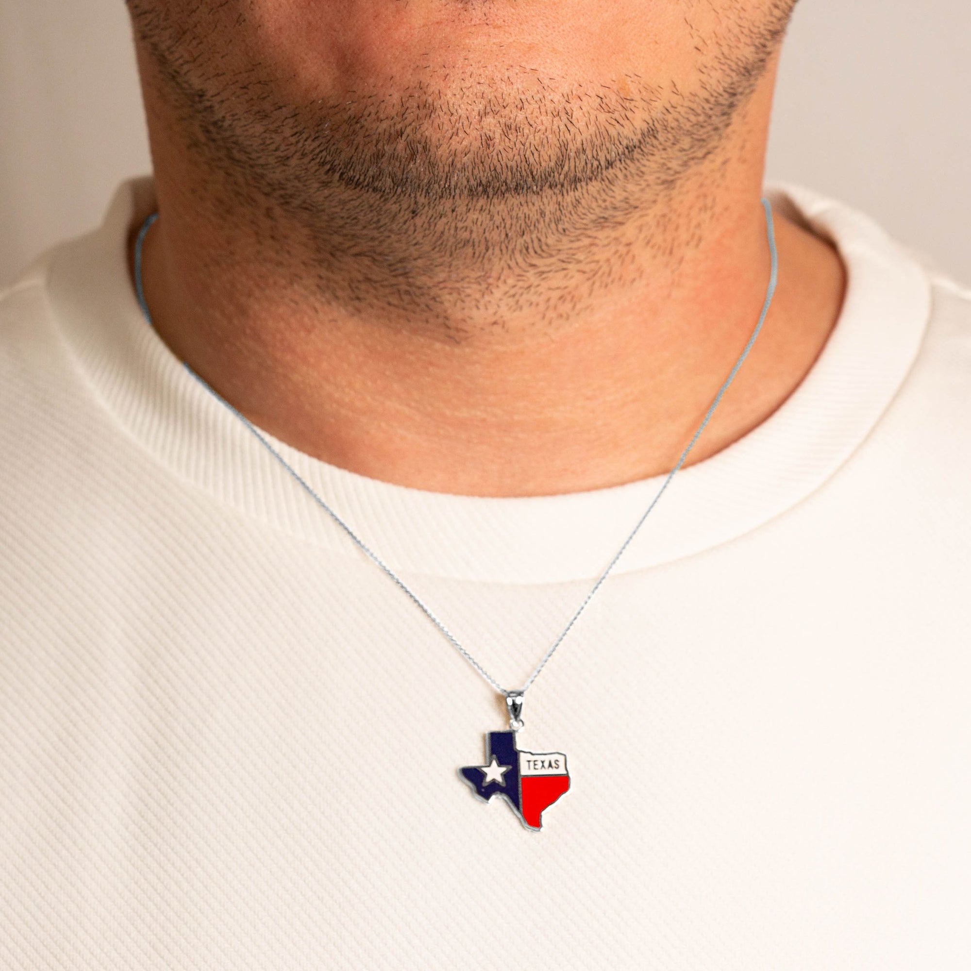 Sterling Silver Enamel Texas Lone Star State Pendant Necklace, view 2